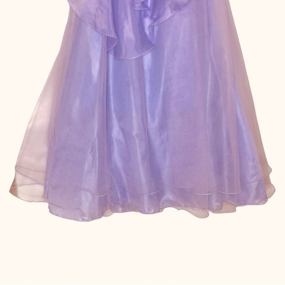 Girls Lilac 3D Floral Tulle Ball Gown – Size 12 Formal Dress - Picture 10 of 16